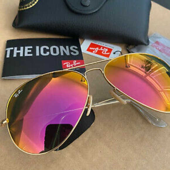 Ray Ban RB3026 Aviator Unisex Sunglasses 62MM Gold main image 6